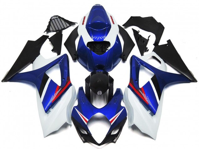 OEM Style Gloss Blue and White Red 2007-2008 GSXR 1000 Motorcycle Fairings