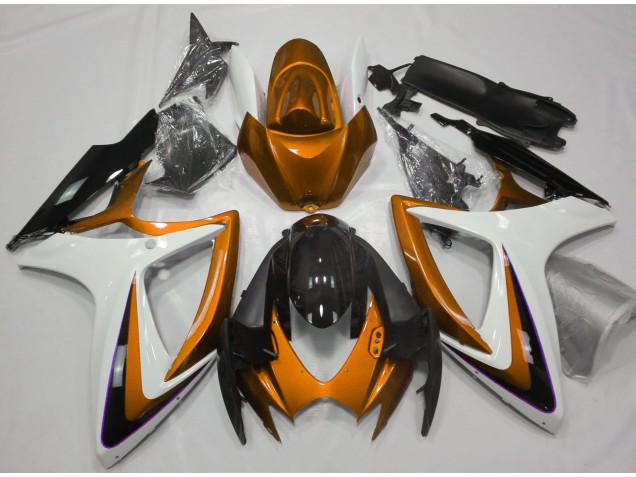 Orange & White Debadged 2006-2007 GSXR 600-750 Motorcycle Fairings