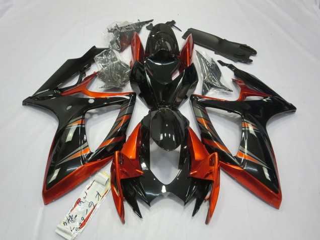 Orange and Black 2006-2007 GSXR 600-750 Motorcycle Fairings