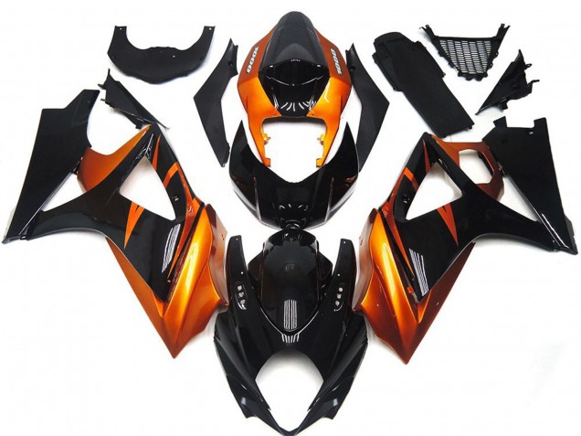 Orange and Gloss Black Style 2007-2008 GSXR 1000 Motorcycle Fairings