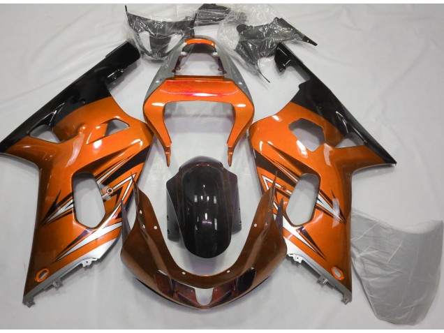Orange and Silver 2001-2003 GSXR 600-750 Motorcycle Fairings