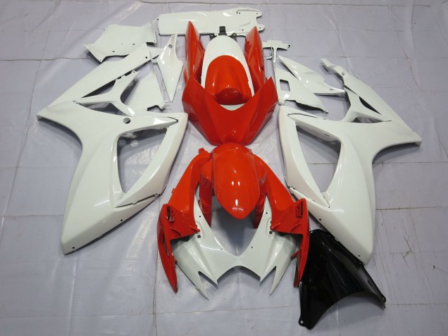 Orange and White 2006-2007 GSXR 600-750 Motorcycle Fairings