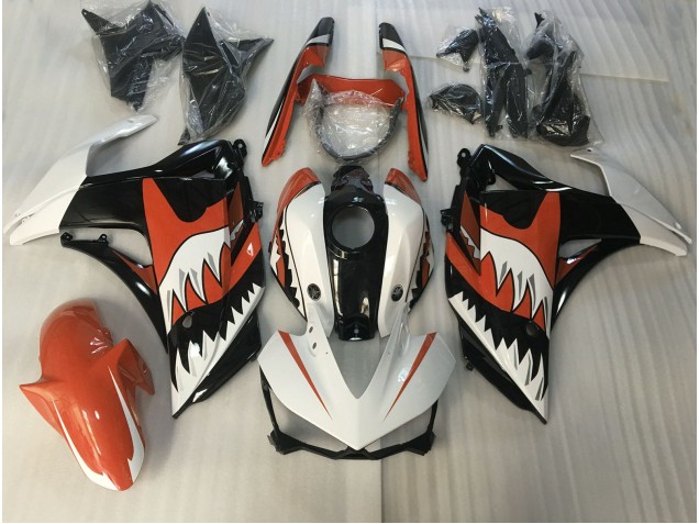 Orange and White Shark 2015-2018 R3 Motorcycle Fairings Orange and White Shark 2015-2018 R3 Motorcycle Fairings
