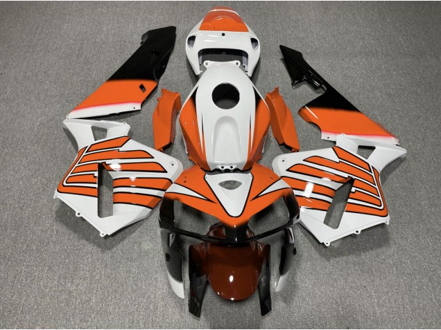 Orange and White Wings 2005-2006 CBR600RR Motorcycle Fairings