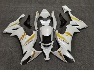 Pearl White & Gold 2008-2010 ZX10R Motorcycle Fairings