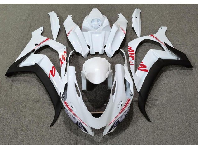 Pearl White & Red Logos 2016-2019 ZX10R Motorcycle Fairings