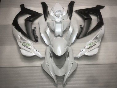 Pearl White and Green 2016-2019 ZX10R Motorcycle Fairings