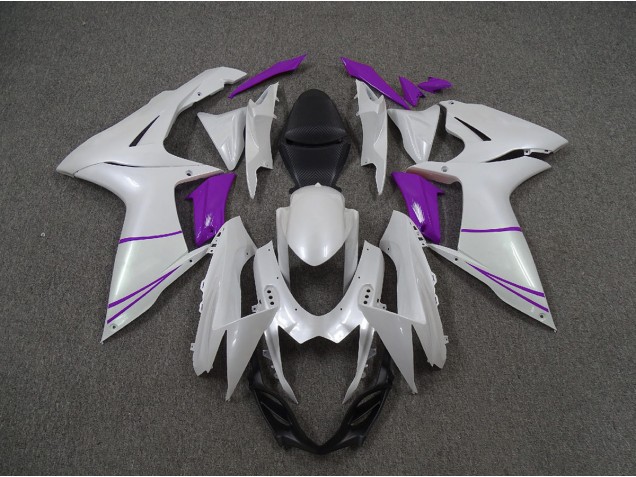 Pearl White and Purple 2011-2024 GSXR 600-750 Motorcycle Fairings Pearl White and Purple 2011-2024 GSXR 600-750 Motorcycle Fairings