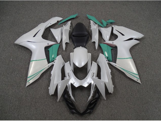 Pearl White and T Blue 2011-2024 GSXR 600-750 Motorcycle Fairings