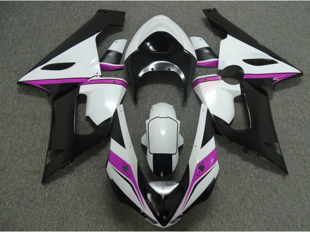 Pink White and Black 2005-2006 ZX6R Motorcycle Fairings