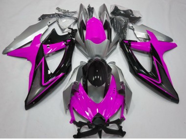 Pink and Silver 2008-2010 GSXR 600-750 Motorcycle Fairings