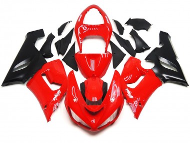 Plain Gloss Red White Decals 2005-2006 ZX6R Motorcycle Fairings