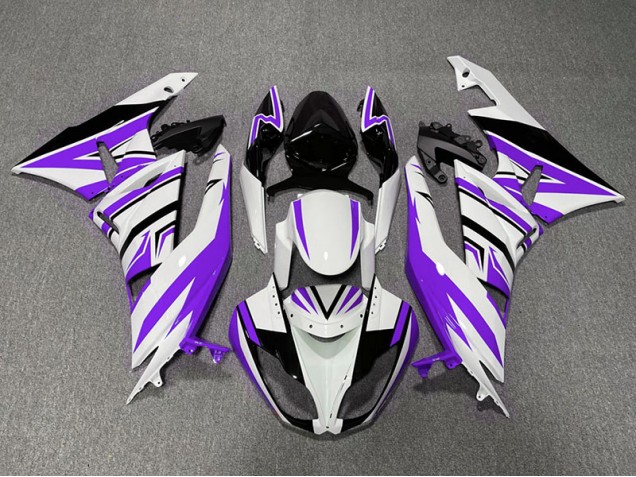 Purple White and Black Zag 2009-2012 ZX6R Motorcycle Fairings
