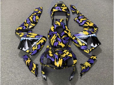 Purple and Yellow Camo 2003-2004 CBR600RR Motorcycle Fairings