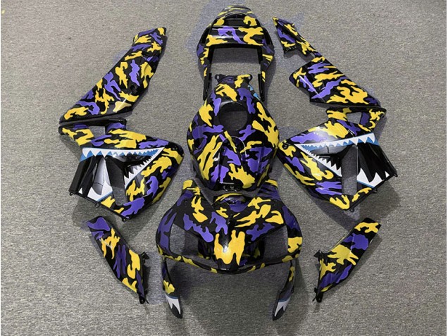 Purple and Yellow Camo 2003-2004 CBR600RR Motorcycle Fairings