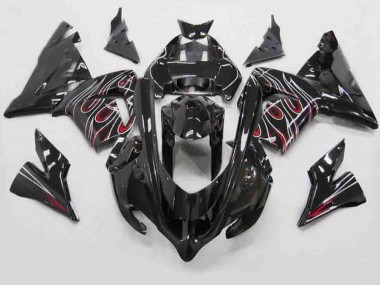 Red Black Flame 2004-2005 ZX10R Motorcycle Fairings