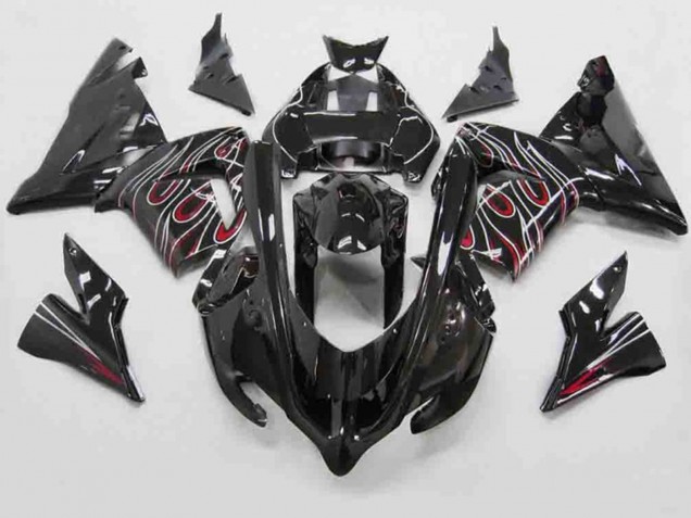 Red Black Flame 2004-2005 ZX10R Motorcycle Fairings
