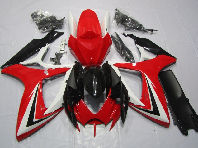 Red Black and White 2006-2007 GSXR 600-750 Motorcycle Fairings