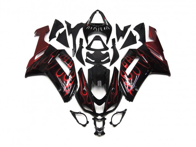 Red Gloss Flame 2007-2008 ZX6R Motorcycle Fairings