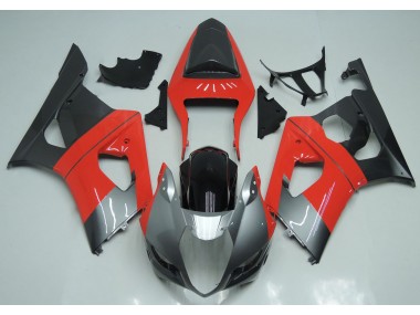 Red Silver and Black 2003-2004 GSXR 1000 Motorcycle Fairings