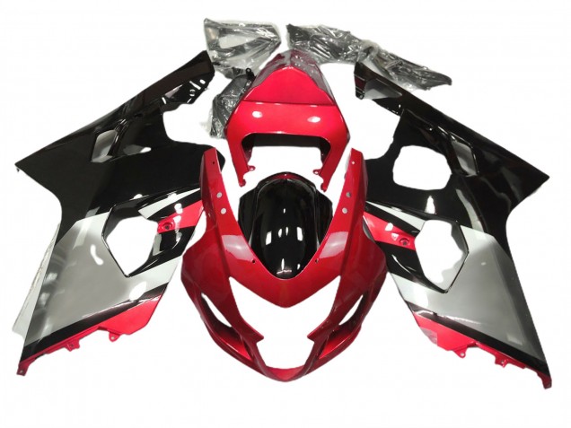 Red Silver and Black 2004-2005 GSXR 600-750 Motorcycle Fairings