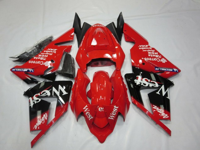 Red West 2004-2005 ZX10R Motorcycle Fairings
