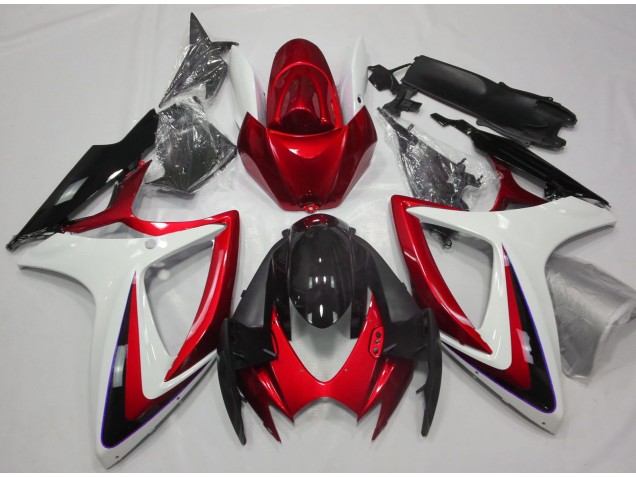 Red & White Debadged 2006-2007 GSXR 600-750 Motorcycle Fairings Red & White Debadged 2006-2007 GSXR 600-750 Motorcycle Fairings