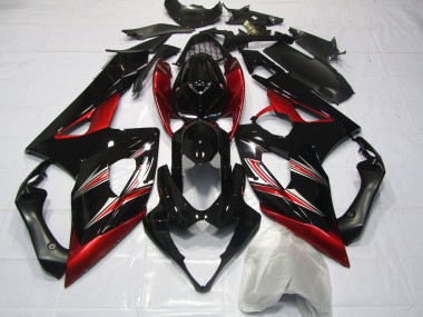 Red and Black Flare 2005-2006 GSXR 1000 Motorcycle Fairings