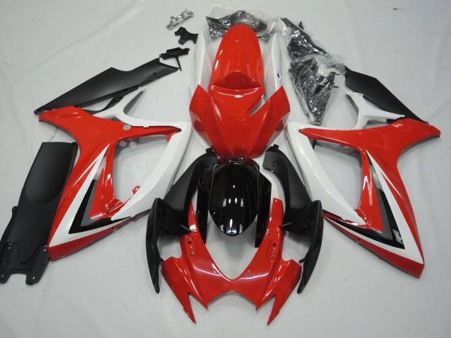 Red and White 2006-2007 GSXR 600-750 Motorcycle Fairings