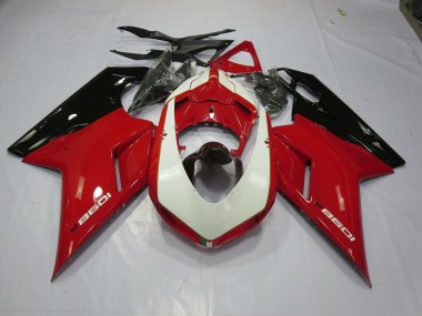 Red and White 2007-2014 Ducati 848 1098 1198 Motorcycle Fairings