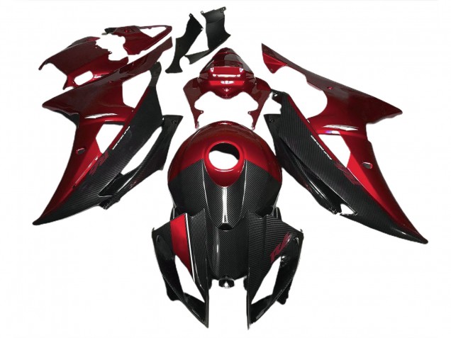 Red w Carbon Fiber Style 2008-2016 R6 Motorcycle Fairings