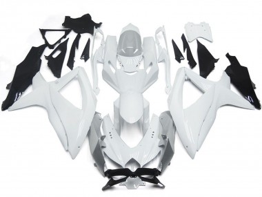 Shining Gloss White With Silver 2008-2010 GSXR 600-750 Motorcycle Fairings