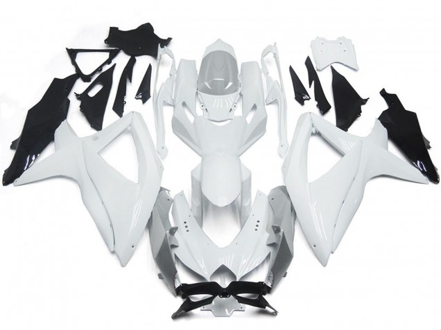 Shining Gloss White With Silver 2008-2010 GSXR 600-750 Motorcycle Fairings