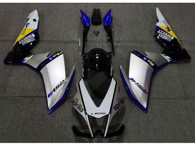 Silver Pirelli & Blue 2010-2015 RSV4 1000 Motorcycle Fairings
