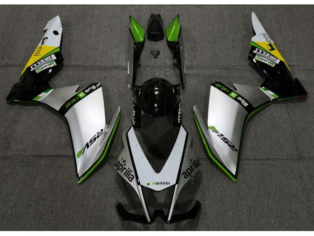 Silver Pirelli & Green 2010-2015 RSV4 1000 Motorcycle Fairings
