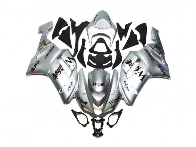 Silver West Gloss 2007-2008 ZX6R Motorcycle Fairings