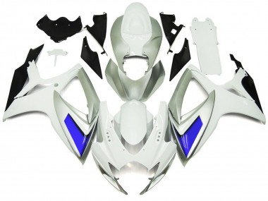 Silver White and Blue Gloss Style 2006-2007 GSXR 600-750 Motorcycle Fairings