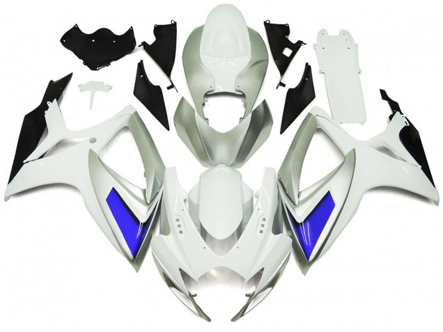 Silver White and Blue Gloss Style 2006-2007 GSXR 600-750 Motorcycle Fairings