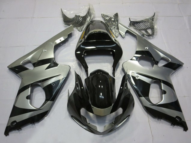 Silver and Black OEM Style 2000-2002 GSXR 1000 Motorcycle Fairings