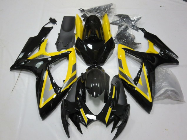 Silver and Black Yellow 2006-2007 GSXR 600-750 Motorcycle Fairings