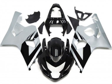 Silver and Gloss Black OEM Style 2004-2005 GSXR 600-750 Motorcycle Fairings