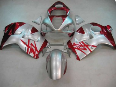 Silver and Red 1997-2007 GSXR 1300 Hayabusa Motorcycle Fairings