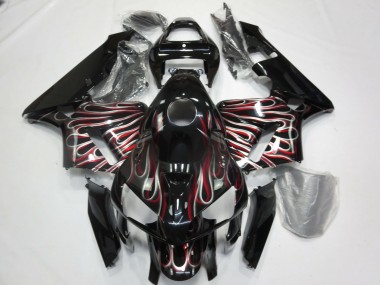 Silver and Red Flame 2005-2006 CBR600RR Motorcycle Fairings