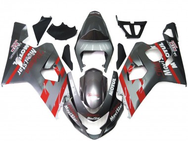 Silver and Red MoviStar 2004-2005 GSXR 600-750 Motorcycle Fairings