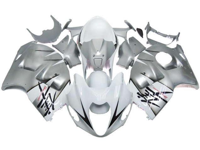Silver and White Gloss OEM Style 1997-2007 GSXR 1300 Hayabusa Motorcycle Fairings