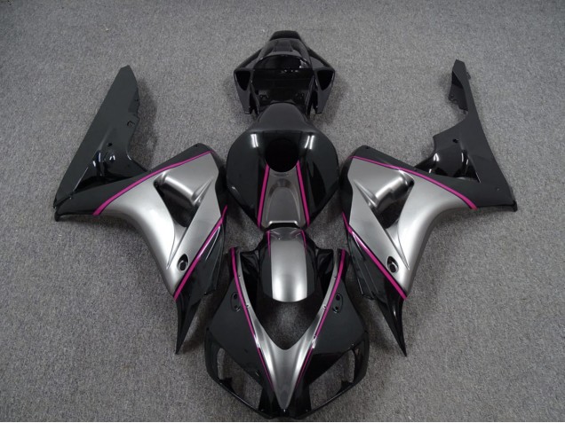 Silver with Pink Pin Stripe 2006-2007 CBR1000RR Motorcycle Fairings
