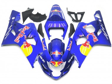 Vibrant Blue Red Bull Style 2004-2005 GSXR 600-750 Motorcycle Fairings