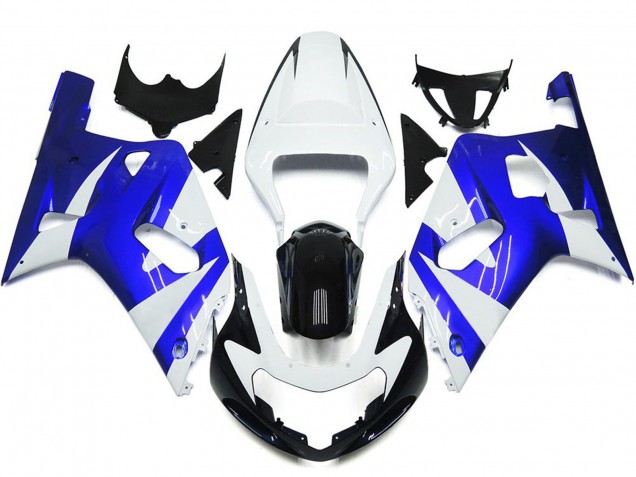 Vibrant Blue and White OEM Style 2001-2003 GSXR 600-750 Motorcycle Fairings