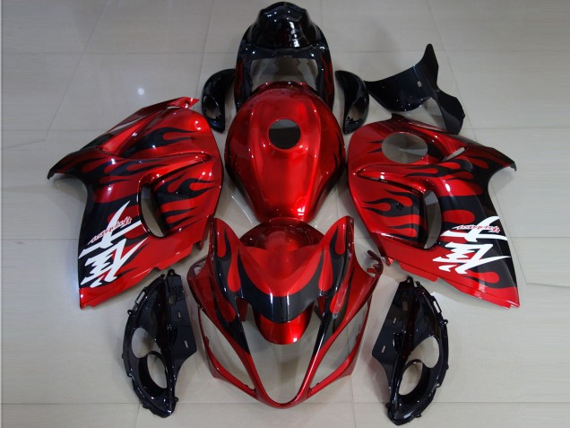 Vibrant Red & Flame 2008-2020 GSXR 1300 Hayabusa Motorcycle Fairings