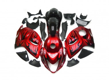 Vibrant Red with Black Flames 2008-2020 GSXR 1300 Hayabusa Motorcycle Fairings